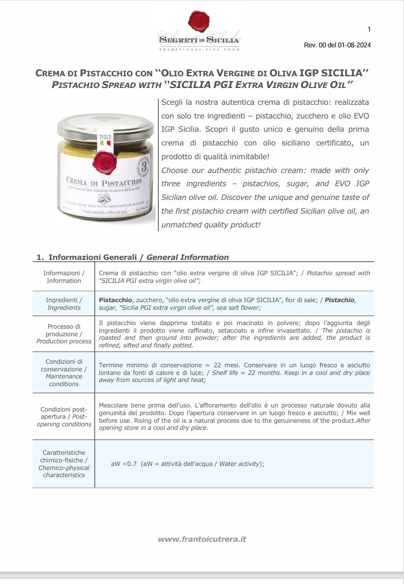 Crema di Pistacchio dolce spalmabile