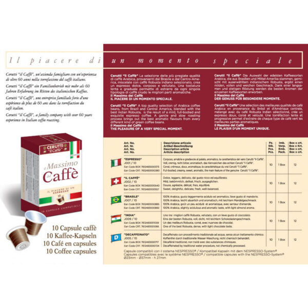 Caffè espresso decaffeinato in capsule