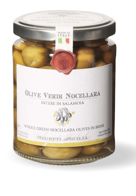 Olives vertes entières en saumure - 290 gr.