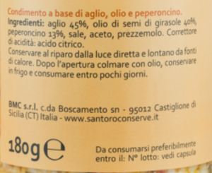 Condimento di aglio, olio e peperoncino - 180 gr