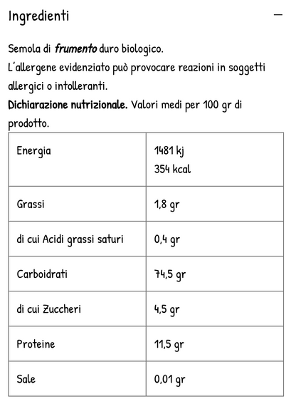 Pasta  Integrale Russello Bio - "Casarecce"