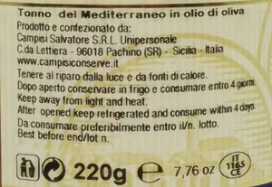 Filets de thon à l'huile d'olive - 200 gr