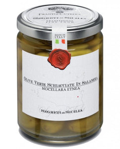 Olive verdi schiacciate in salamoia - 290 gr